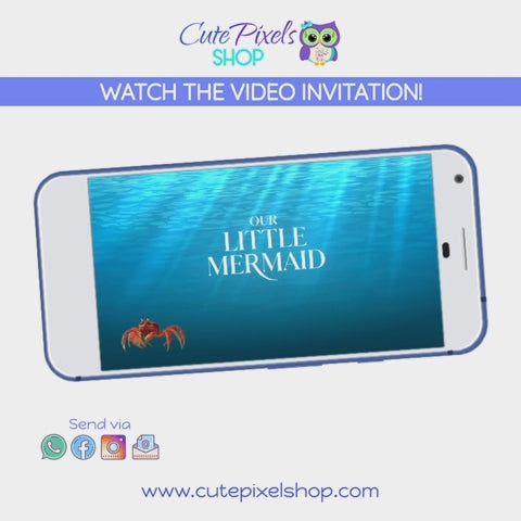 The Little Mermaid video invitation featuring the new Little Mermaid movie. It is the perfects animated invitation for your little mermaid. Video