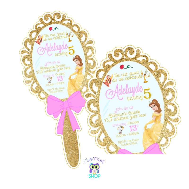 Beauty and The Beast Invitation - Belle Mirror Invitation – Cute Pixels Shop beauty-and-the-beast-invitation-belle-mirror-invitation-cute-pixels-shop