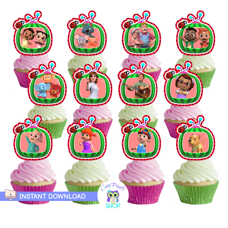Cupcake Toppers Cutouts Red or Pink Cute Pixels Shop