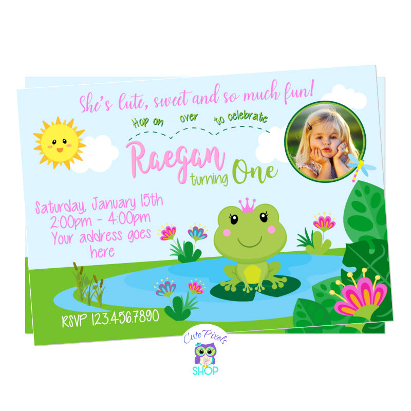 Frog Birthday Invitation - Cute Frog Invitation – Cute Pixels Shop for Free Printable Frog Birthday Invitations