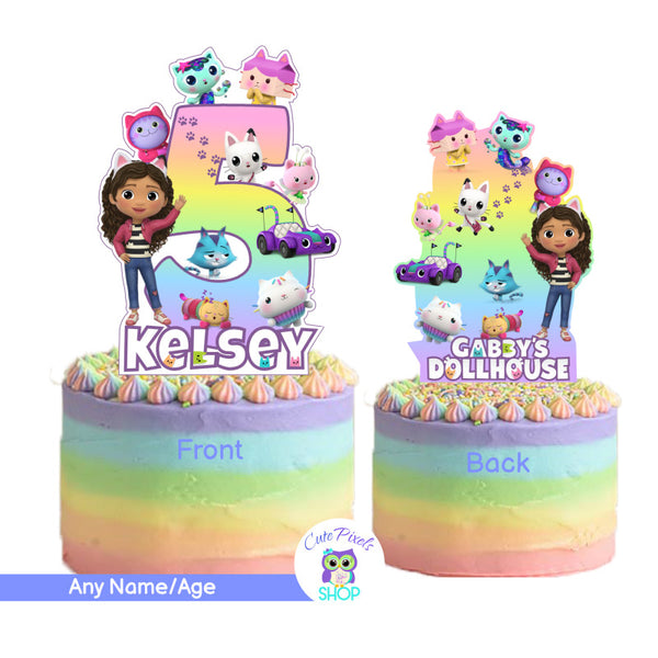 Gabby's Dollhouse Cake topper can be used as centerpiece to decorate your Gabby's Dollhouse party and cake!