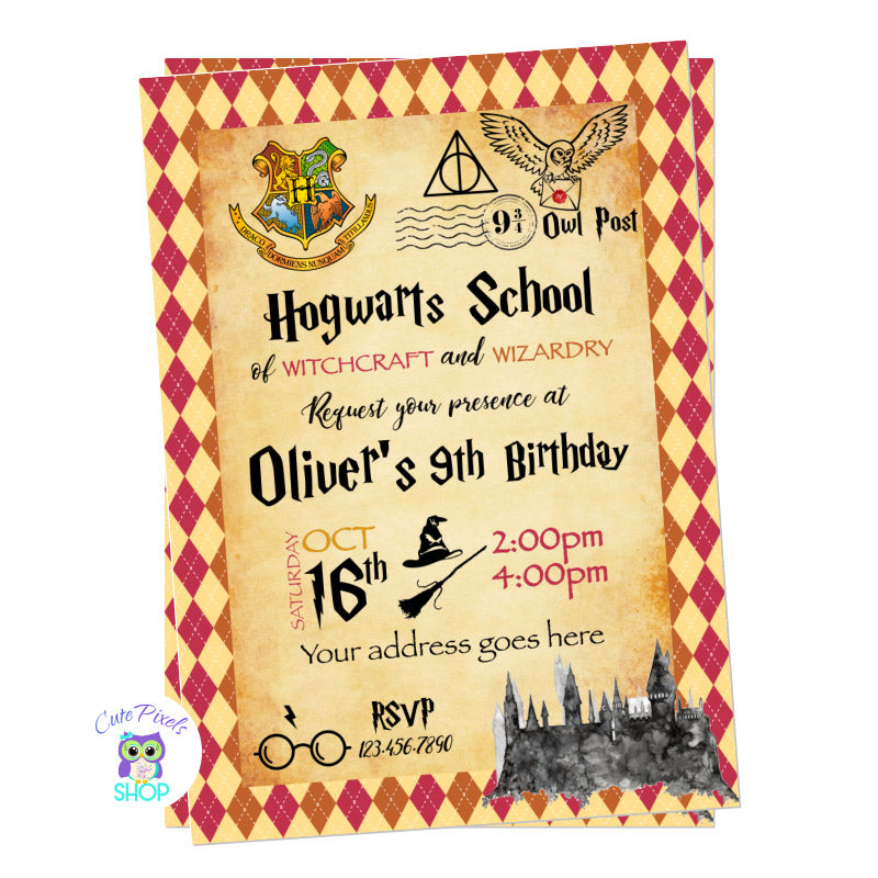Wizard Birthday Party Invitation  Hogwarts School Magic Invite – Vitedly