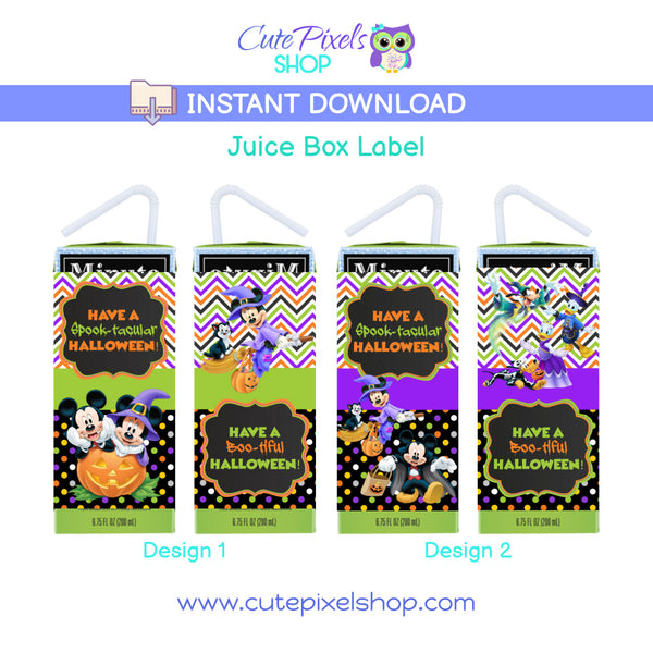 Mickey Mouse Halloween Juice Box Labels, the perfect drink labels for your Halloween!