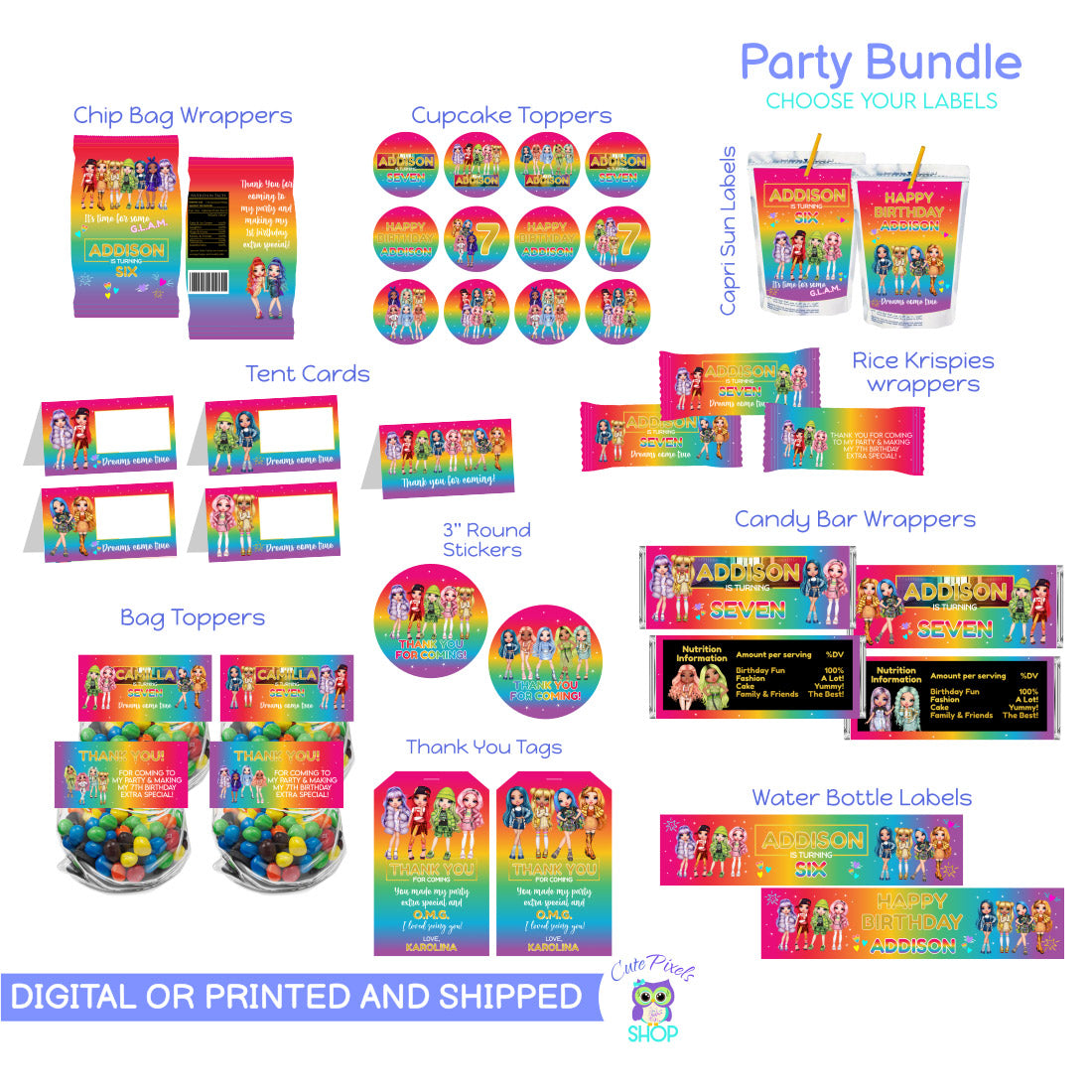 Rainbow Friends Roblox Capri Sun Birthday Digital File Printable