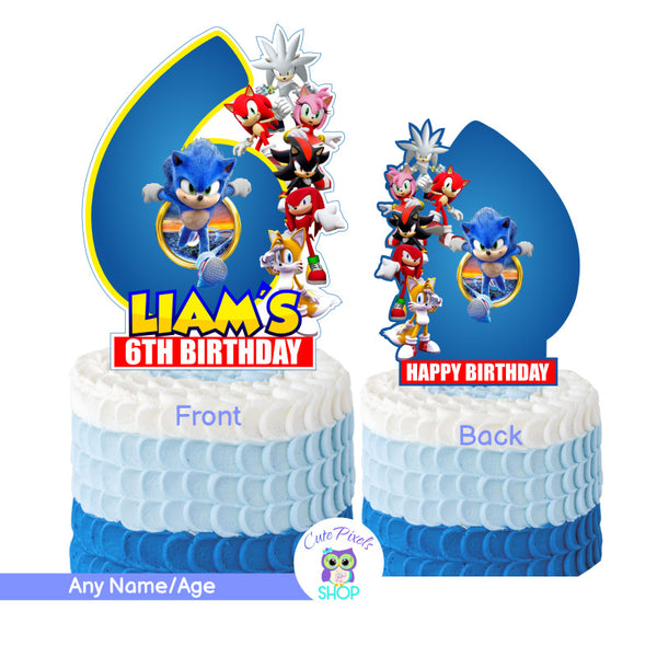 Sonic Cake Topper to decorate your cake or use as centerpiece in your Sonic the hedgehog party