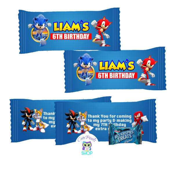 Sonic Rice Krispies wrappers to decorate your Sonic the hedgehog dessert table and sonic party