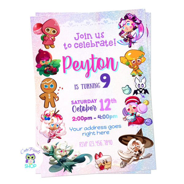 Cookie Run Kingdom Invitation for a Cookie lover gamer. With many Cookies from the Cookie Run Kingdom game. Pink Design