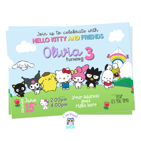 Hello Kitty and Friends invitation Perfect fo a Hello Kitty fan, including many Sanrio friends