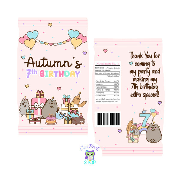 Pusheen Chip Bag Wrappers to decorate your treats in a Pusheen Birthday Party.