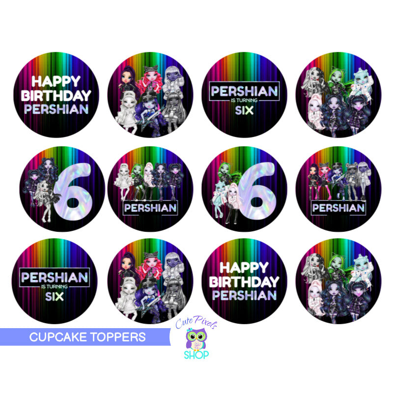 Shadow High Dolls Cupcake Toppers - Rainbow High Birthday – Cute Pixels ...