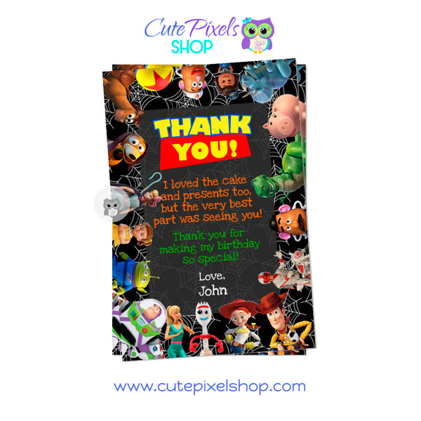 Toy Story Halloween Thank You Card. Perfect for a Halloween party staring your Toy Story friends
