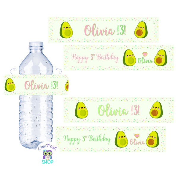 Avocado Water Bottle Labels - Avocado Birthday
