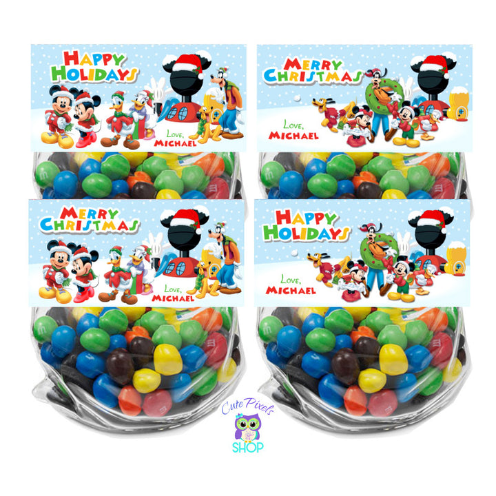 Christmas Mickey Mouse Bag Toppers, Christmas Mickey Clubhouse treat bags