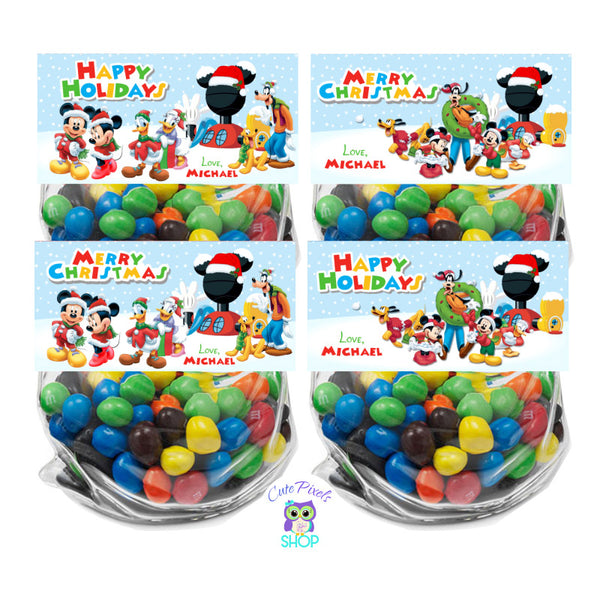 Christmas Mickey Mouse Bag Toppers, Christmas Mickey Clubhouse treat bags