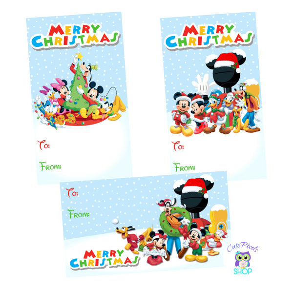 Christmas Gift tags with Mickey Mouse and Mickey Mouse Clubhouse friends. To From tags for christmas gifts