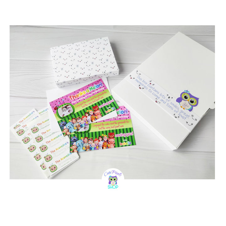 Cocomelon Thank You Card printed. Printing service for your Cocomelon invitations and cards.