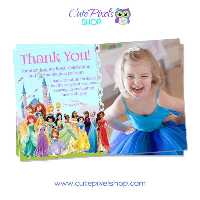  Disney Princes thank you card includes child photo.