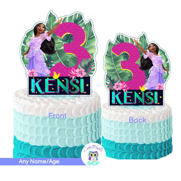 Encanto Cake Topper with Isabela Madrigal on it to decorate your Encanto birthday cake and use as Centerpieces to decorate your Encanto Birthday Party