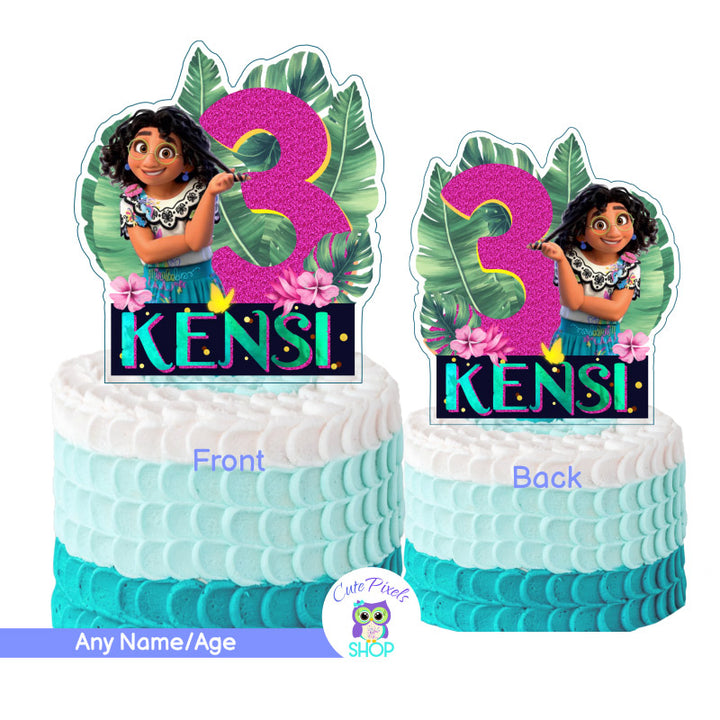 Encanto Cake Topper with Mirabel Madrigal on it to decorate your Encanto birthday cake and use as Centerpieces to decorate your Encanto Birthday Party