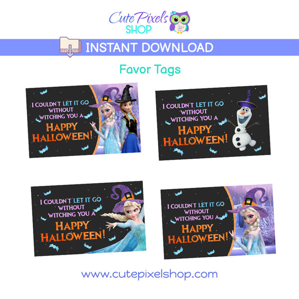 Frozen Halloween Favor Tags, Instant Download