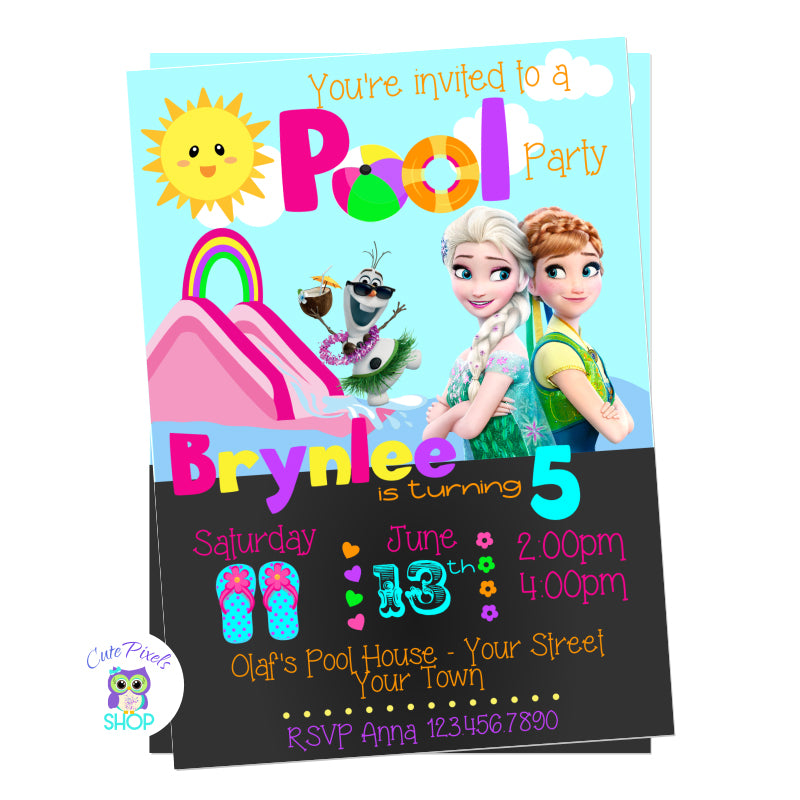 Disney Frozen Invitation Pool Party Invitation Cute Pixels Shop