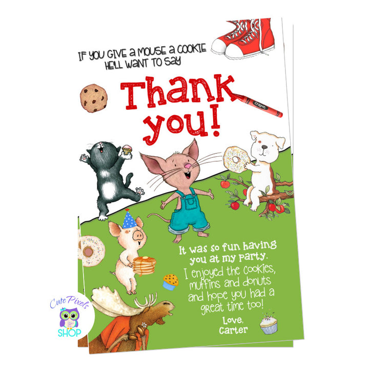 If you give a mouse a cookie thank you card with all the if you give a... Book series with Mouse, Cat, Dog, Pig, Moose