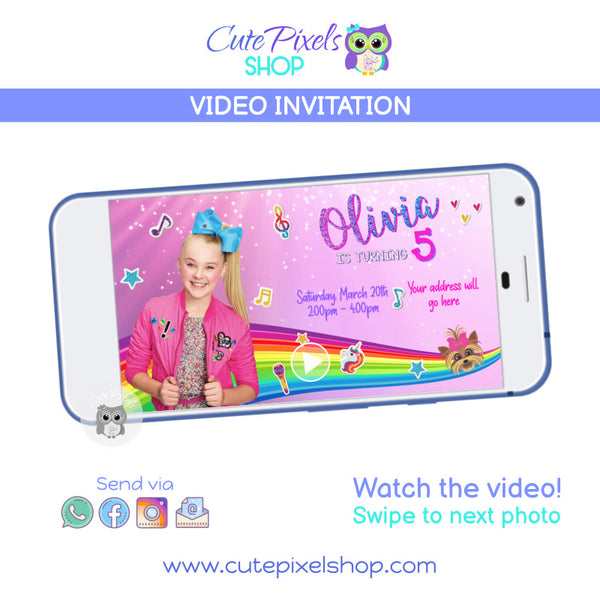 JoJo Siwa Birthday Invitation, Animated invitation for JoJo Siwa birthday party. 