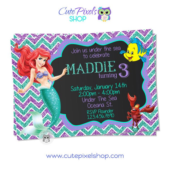 The Little Mermaid Invitation Chalkboard Background