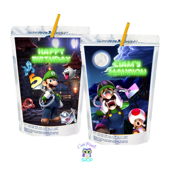 Luigi's Mansion Capri Sun labels for a Mario Bros birthday party full of ghosts for your video  gamer 