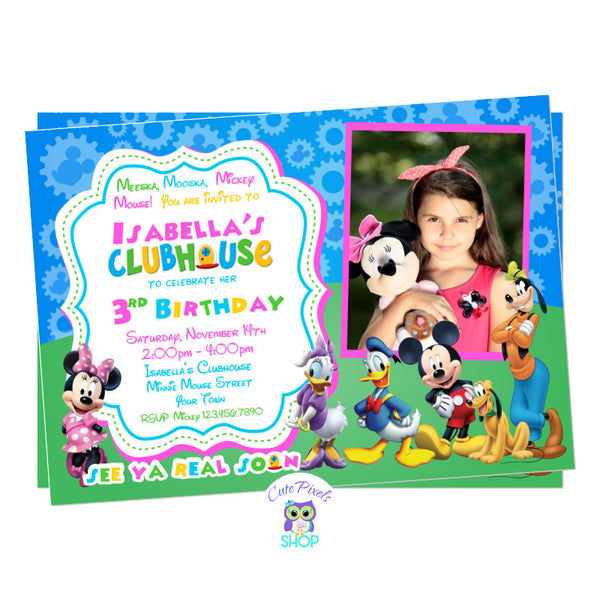 Minnie Mouse invitation for Mickey Mouse clubhouse birthday, invitation with child's photo