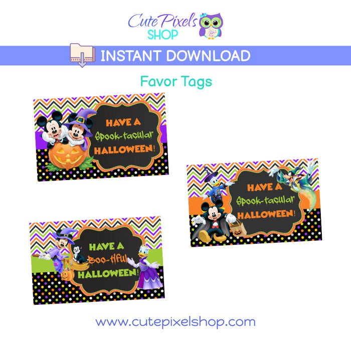 Halloween Mickey Mouse Favor Tags, instant Download