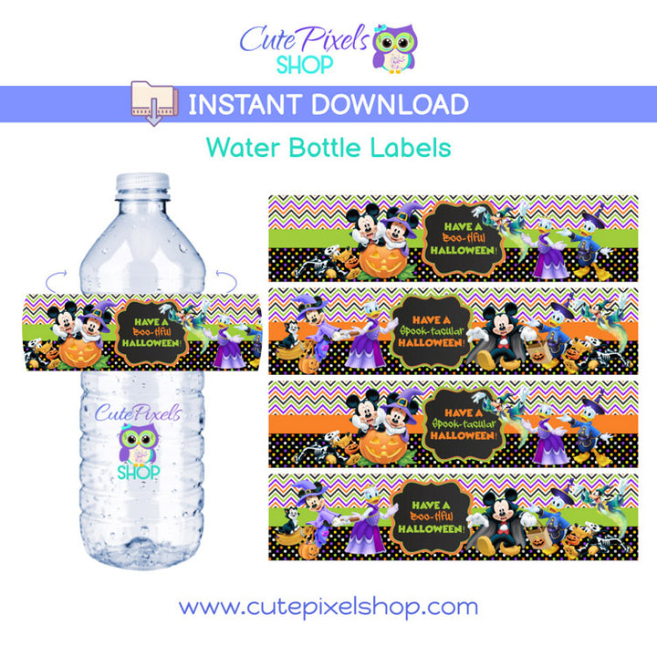 Mickey Mouse Clubhouse Water Bottle labels for Halloween