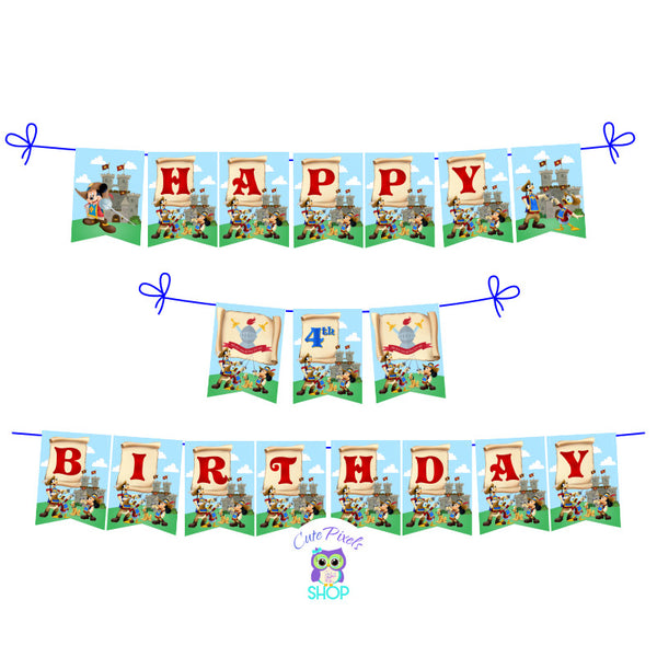 Mickey Mouse and the Three Musketeers Birthday Banner. Bunting Birthday Banner for a Mickey Mouse Birthday