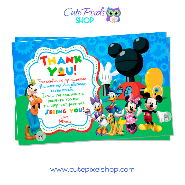 Mickey Mouse Clubhouse Thank You Card, With all of Mickey's Friends for a fantastic Mickey Mouse birthday.