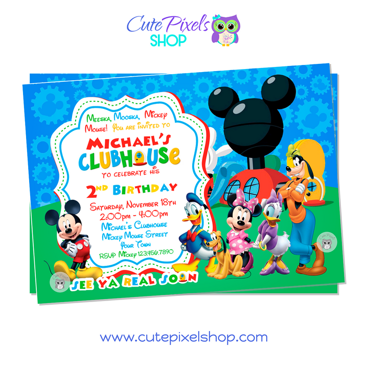 Simple Modern Mickey & Friends Birthday Thank You Invitation