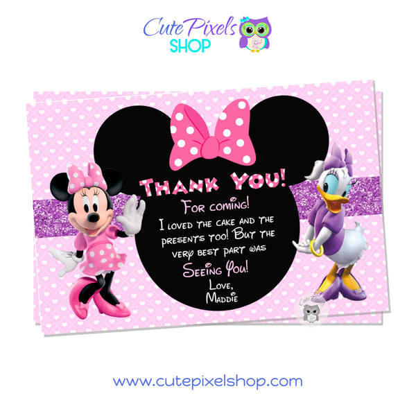 Minnie Mouse and Daisy Duck thank you card for a Minnie and Daisy Birthday Party