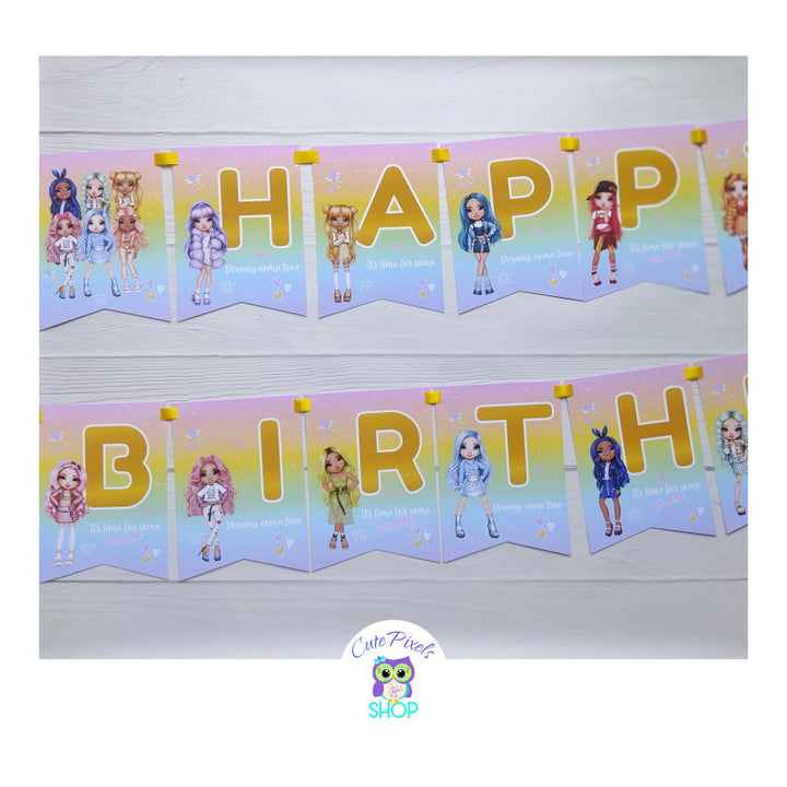 Rainbow High Banner in pastel printed. Rainbow High Banner in Pastel colors with Rainbow High Dolls