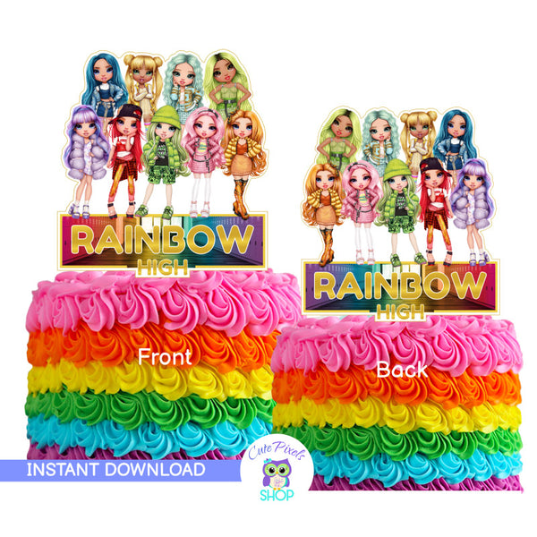 Rainbow High Cake Topper for instant download with multiple Rainbow High Dolls, no age or name. 