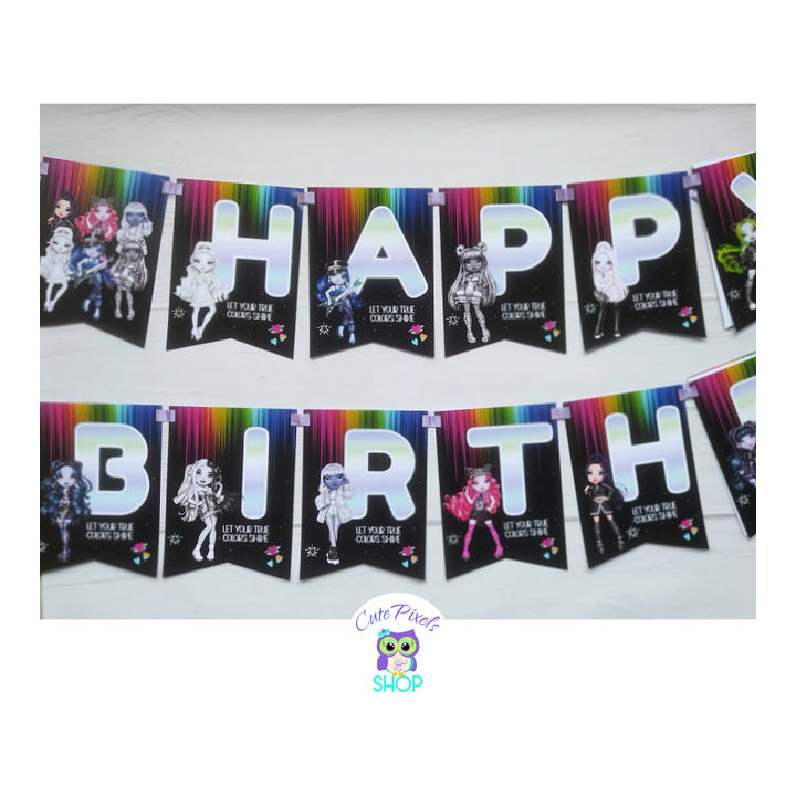 Shadow High Banner printed. Rainbow High Banner with Shadow High Dolls