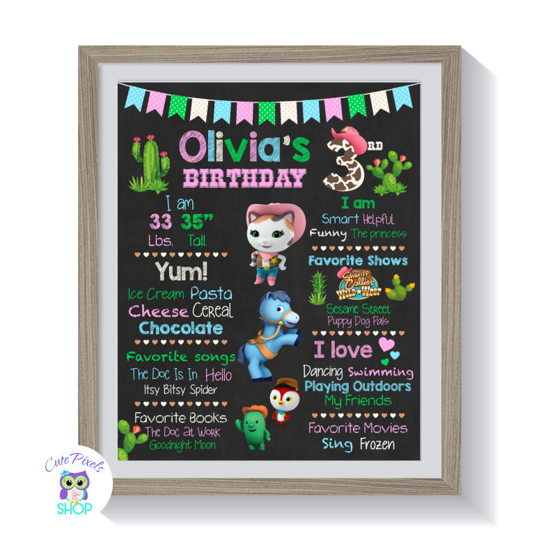 Sheriff Callie Chalkboard Sign - Sheriff Callie Birthday Sign – Cute ...