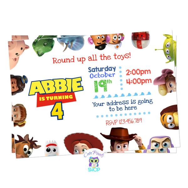 Toy Story Invitation - Toy Story Birthday - White