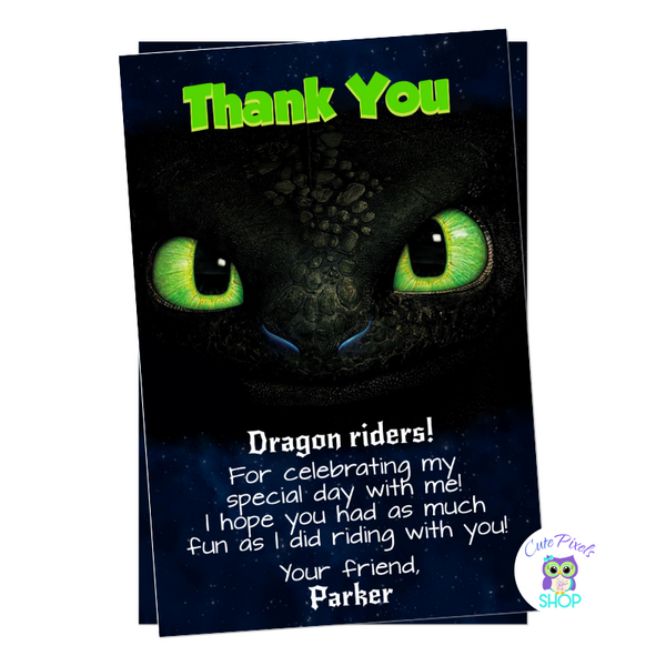How to Train your dragon thank you card, Toothles Card