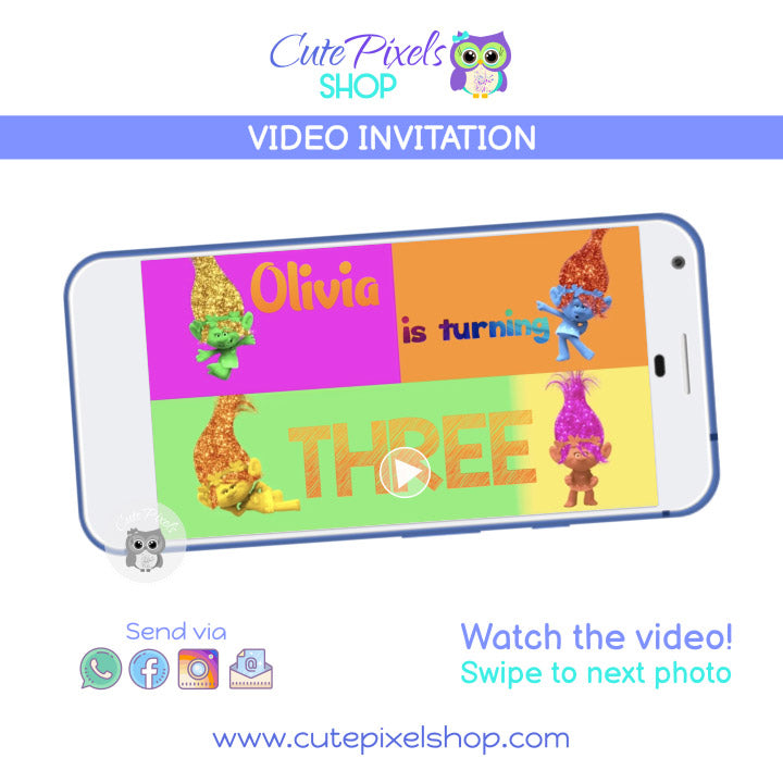 Trolls World Tour Birthday Video Invitation