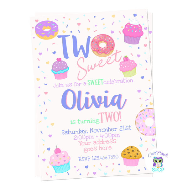 Two Sweet invitation to celebrate Birthday two of your Sweetheart.