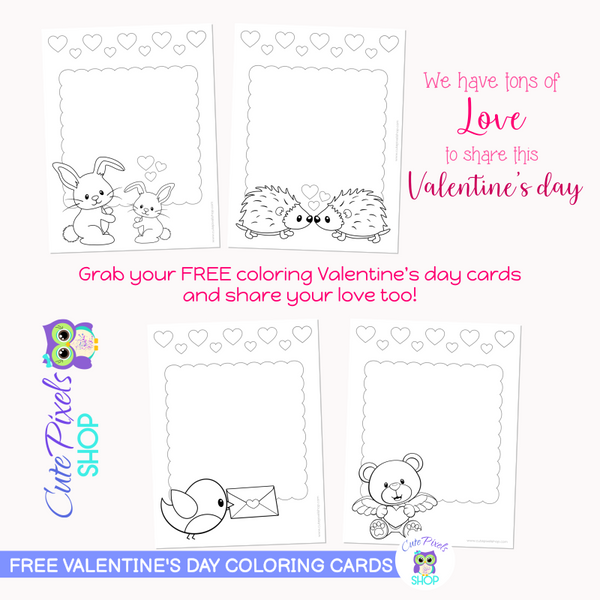 Valentine's Day Coloring Cards