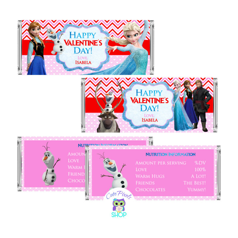Valentine's Day Candy Bar Wrappers - Disney Frozen Chocolate favors ...